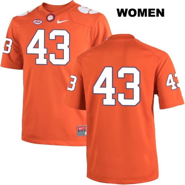 Women's Clemson Tigers #43 Chad Smith Stitched Orange Authentic Nike No Name NCAA College Football Jersey LVW4746TY